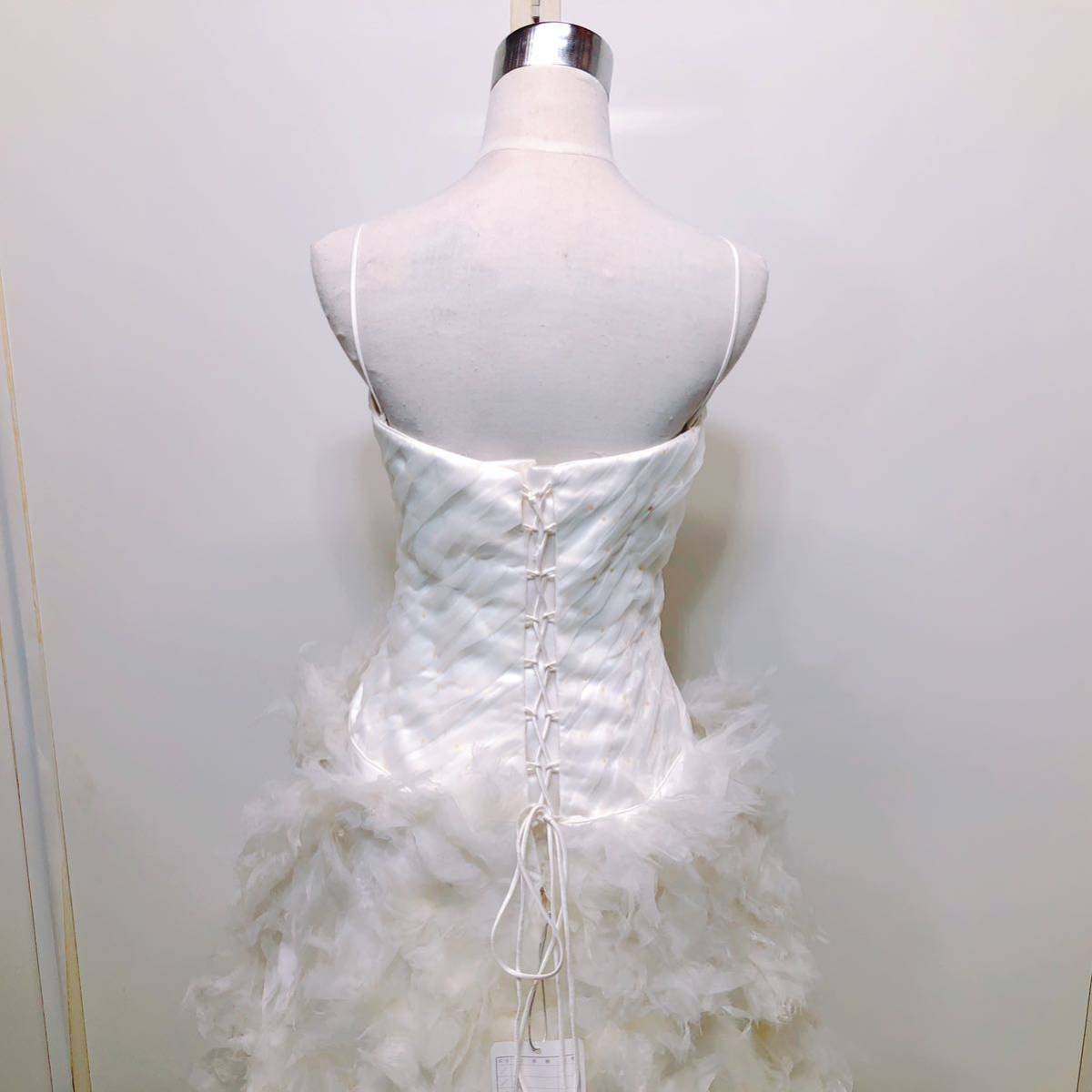 125【中古】Wedding Dress COLOR DRESS ウェディングドレス カラードレス FX677 オフホワイト 9-13T シンプル フリル ビジュー 現状品_画像7