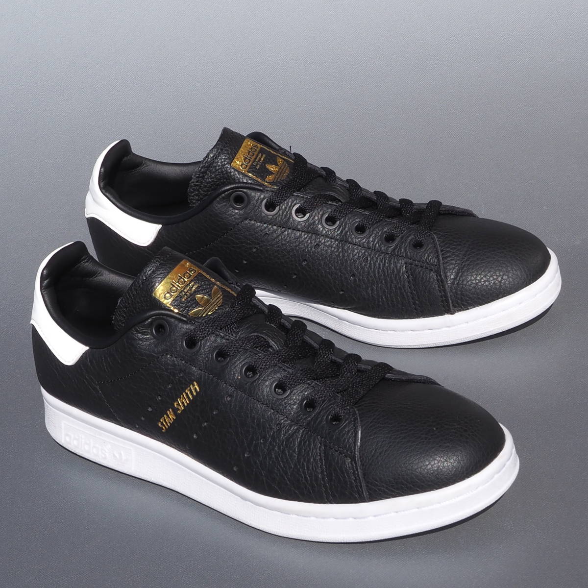 美品!! US7 1/2 / 25,5㎝ 限定 2020年 adidas スタンスミス 黒レザー 金ベロ 天然皮革 STAN SMITH STANSMITH_画像1