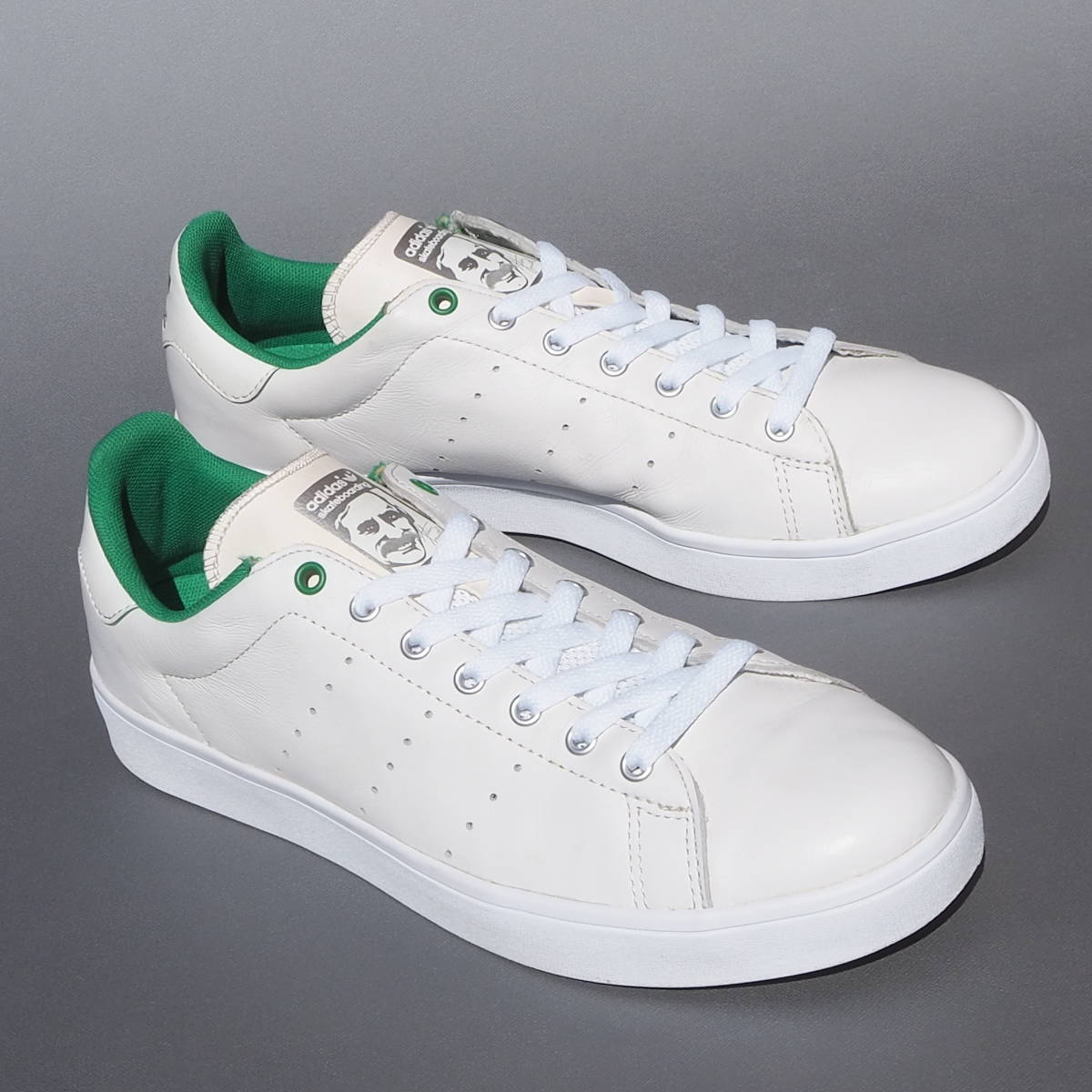 美品!! US 10 /28cm 限定 15年製 adidas スタンスミス VULC 白ｘ緑 STAN SMITH 顔付き_画像1