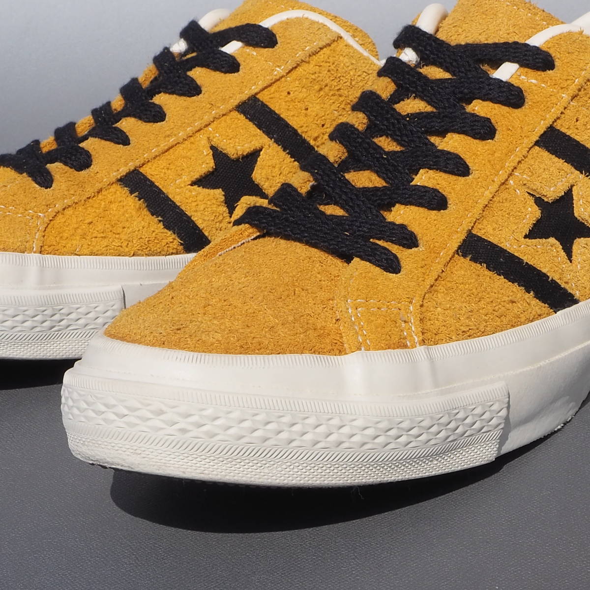 美品!! US 8 1/2 / 27cm 2017年モデル CONVERSE STAR&BARS 黒紐 マスタードｘ黒 スエード ジャックスター からしの画像7