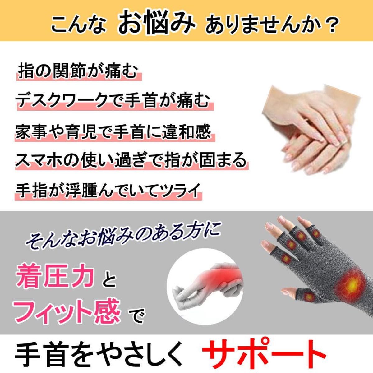 【4枚セット】指なし手袋 指サポーター 関節炎ケア 作業用 着圧 引き締め 薄い グローブ スポーツ オールシーズン対応 男女兼用