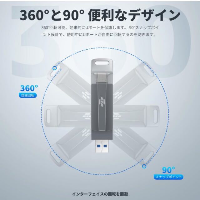 【開封のみ】Grace nnvg★大容量512B/256GB】 USBメモリ 512GB 256GB 2IN1 USB3.0＆Type-C メモリー フラッシュメモリ 外付け 容量不足★_画像6