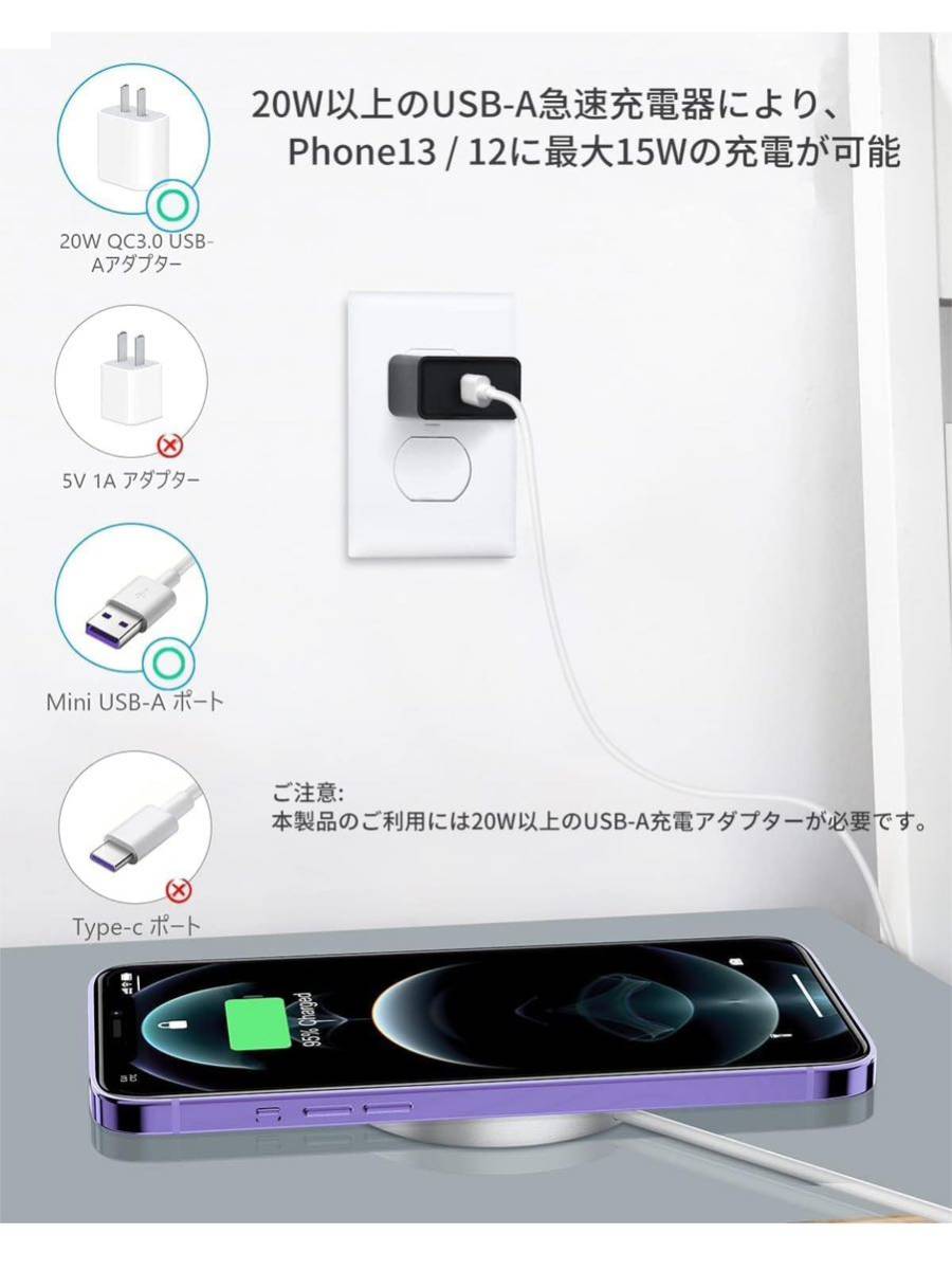 【開封のみ】SUNTAIHO★ ワイヤレス充電器 マグネット式 無線充電器 Magsafe対応 for phone15/14/13/12シリーズ専用 強力磁気 マグセーフ_画像5