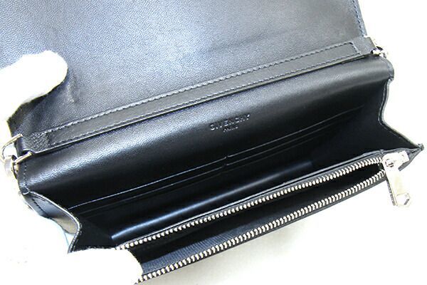  Givenchy цепь бумажник BC06250704 чёрная кожа б/у цепь плечо цепь сумка наклонный ..