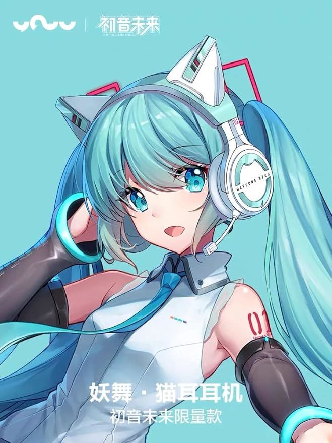 YOWU 妖舞 初音ミク ネコ耳 ヘッドフォン コラボ ボーカロイド Bluetooth ネコミミ ヘッドホン 豪華セット 正規ライセンス品_画像1