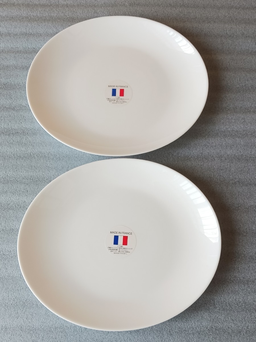 「ヤマザキ春のパン祭り 2010年 白いオーバルディッシュ2枚セット 白い皿 アルクフランス社製 未使用品」_画像1
