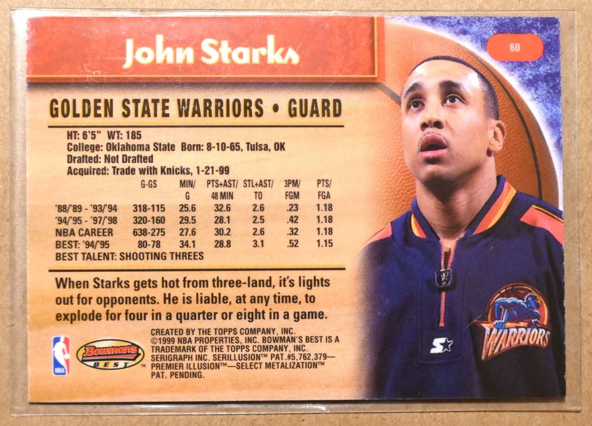 JOHN STARKS (ジョン・スタークス) 1999-00 BOWMANS BEST トレーディングカード 【NBA,WARRIORS,ウオリアーズ】_画像2