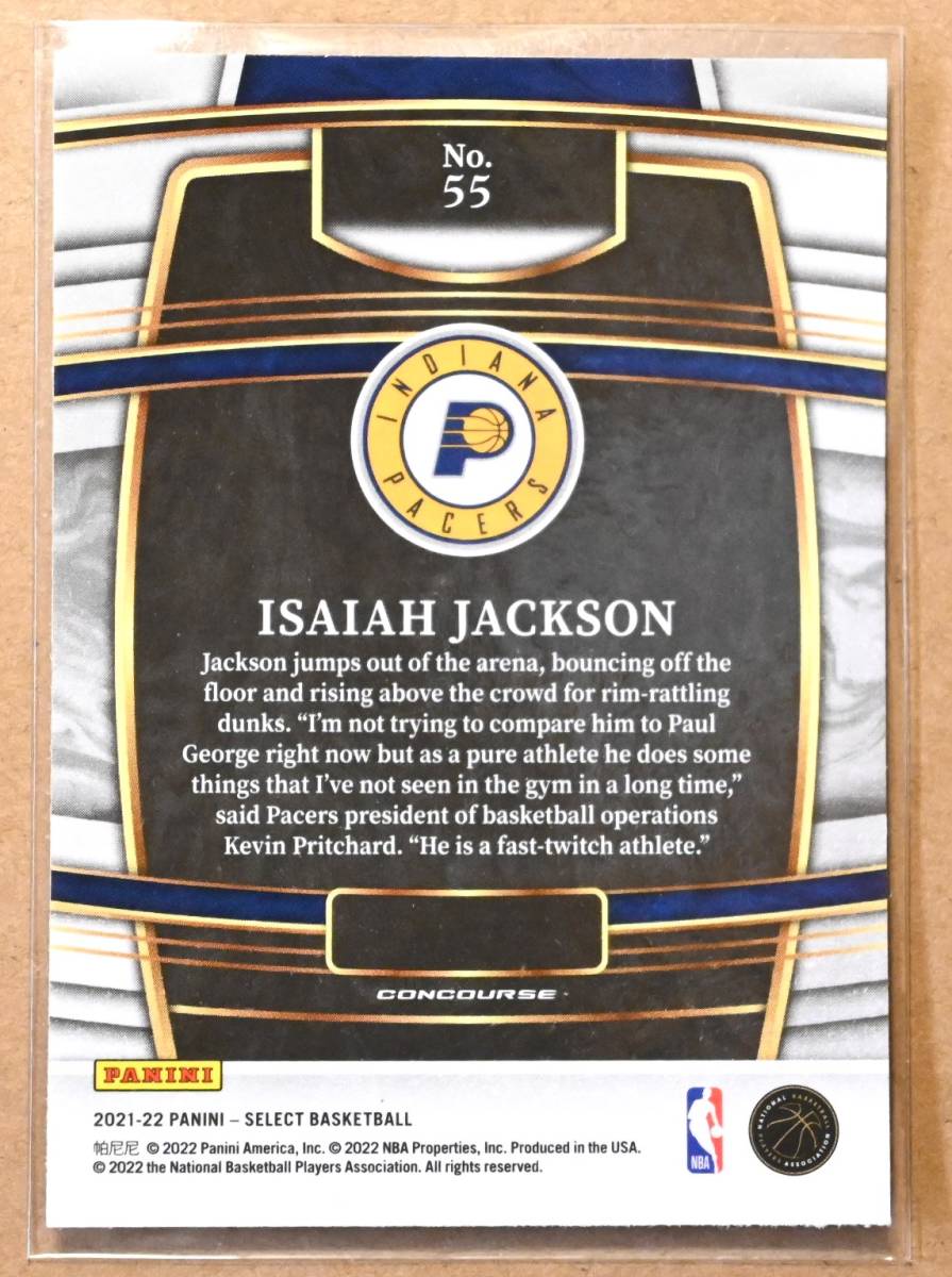 ISAIAH JACKSON (アイザイア・ジャクソン) 2021-22 SELECT RC ルーキー トレーディングカード 【PACERS,インディアナペイサーズ】_画像2