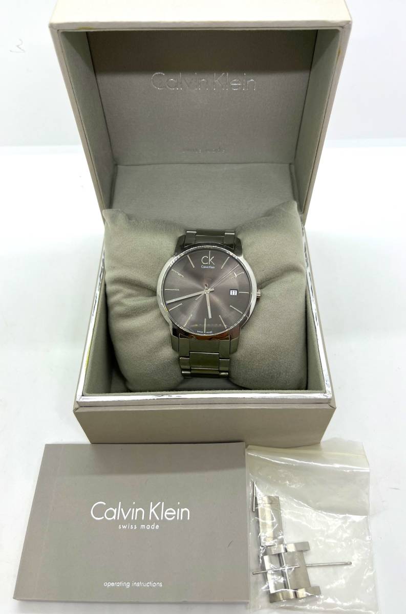 中古☆カルバンクライン　Calvin　Klein　メンズクォーツ腕時計　ケース取扱説明書付　稼働確認　電池切/2740_画像4