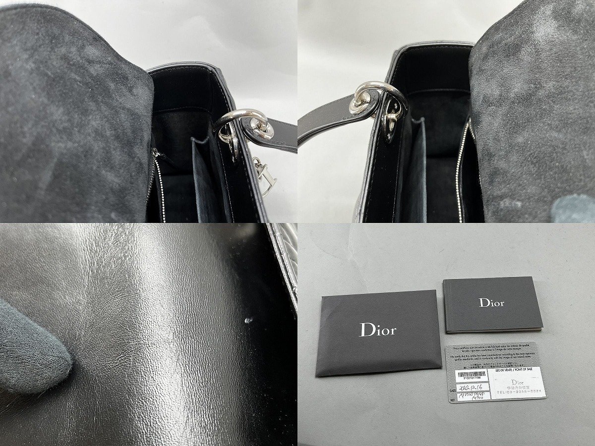 ワケあり Christian Dior レディディオール M0565ONGE_M900 ラムスキン 黒 ストラップなし カード付[03-3166_画像10