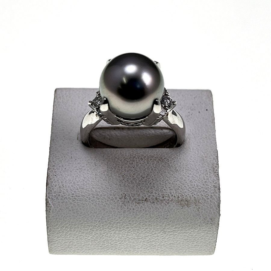 100%正規品 ダイヤモンド 11.4mm 黒蝶真珠 0.28ct 13号[03-3108 10.6g 指輪 リング Pt900 黒蝶(くろちょう)真珠