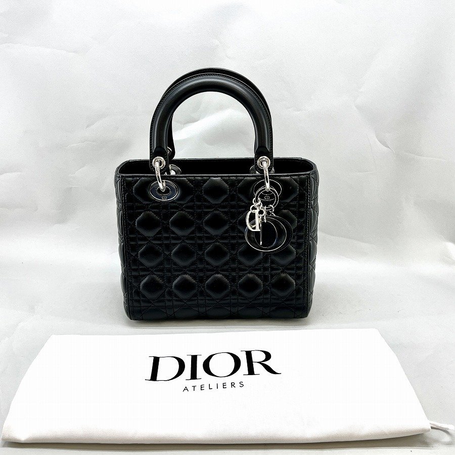 ワケあり Christian Dior レディディオール M0565ONGE_M900 ラムスキン 黒 ストラップなし カード付[03-3166