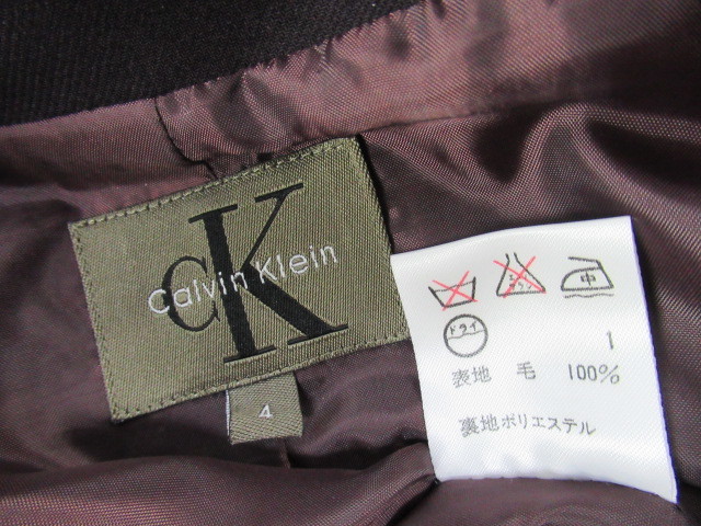 【送900円】 7404 最終 Calvin Klein カルバンクライン レディース シングルジャケット 3B ボルドー系 4 表地毛100% CKの画像7