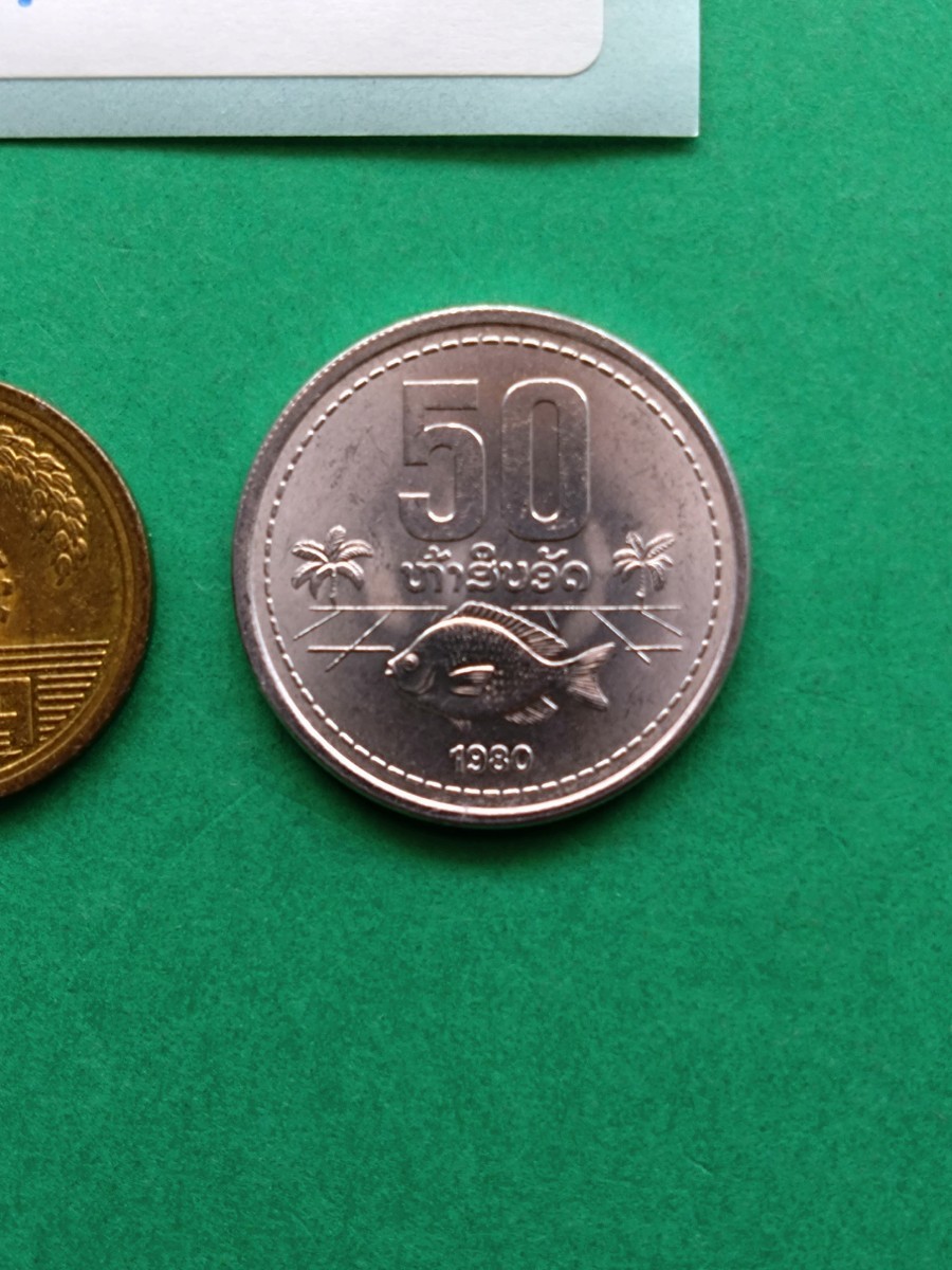 外国コイン ラオス  (Rー７９３) １９８０年 ５０アット硬貨 アルミニウム硬貨の画像8