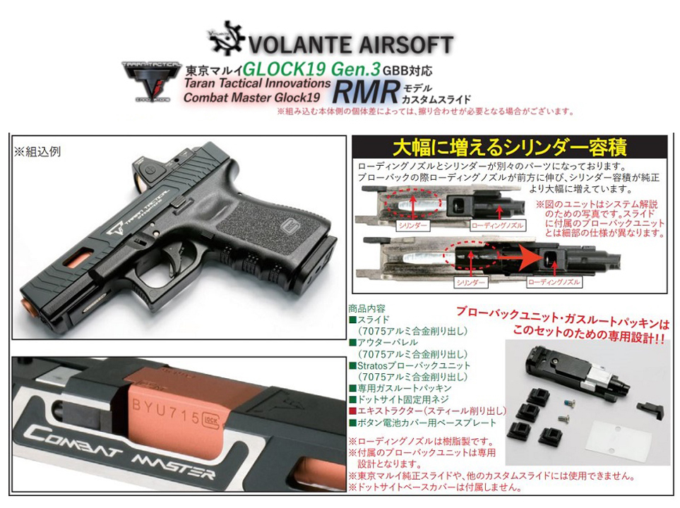 60% OFF Volante マルイ G19 Gen3 TTI RMR スライドセット BK Ver3_画像4