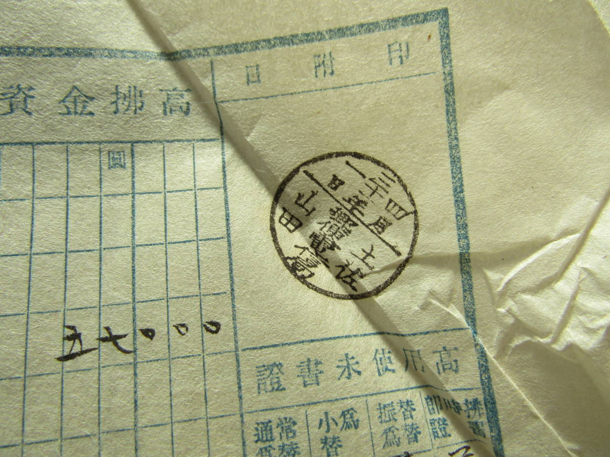  Meiji 31 year 3 month therefore change . gold . pay squaring of accounts table earth . mountain rice field post office vertical circle one seal pushed seal earth . mountain rice field post office inside part materials 2401file