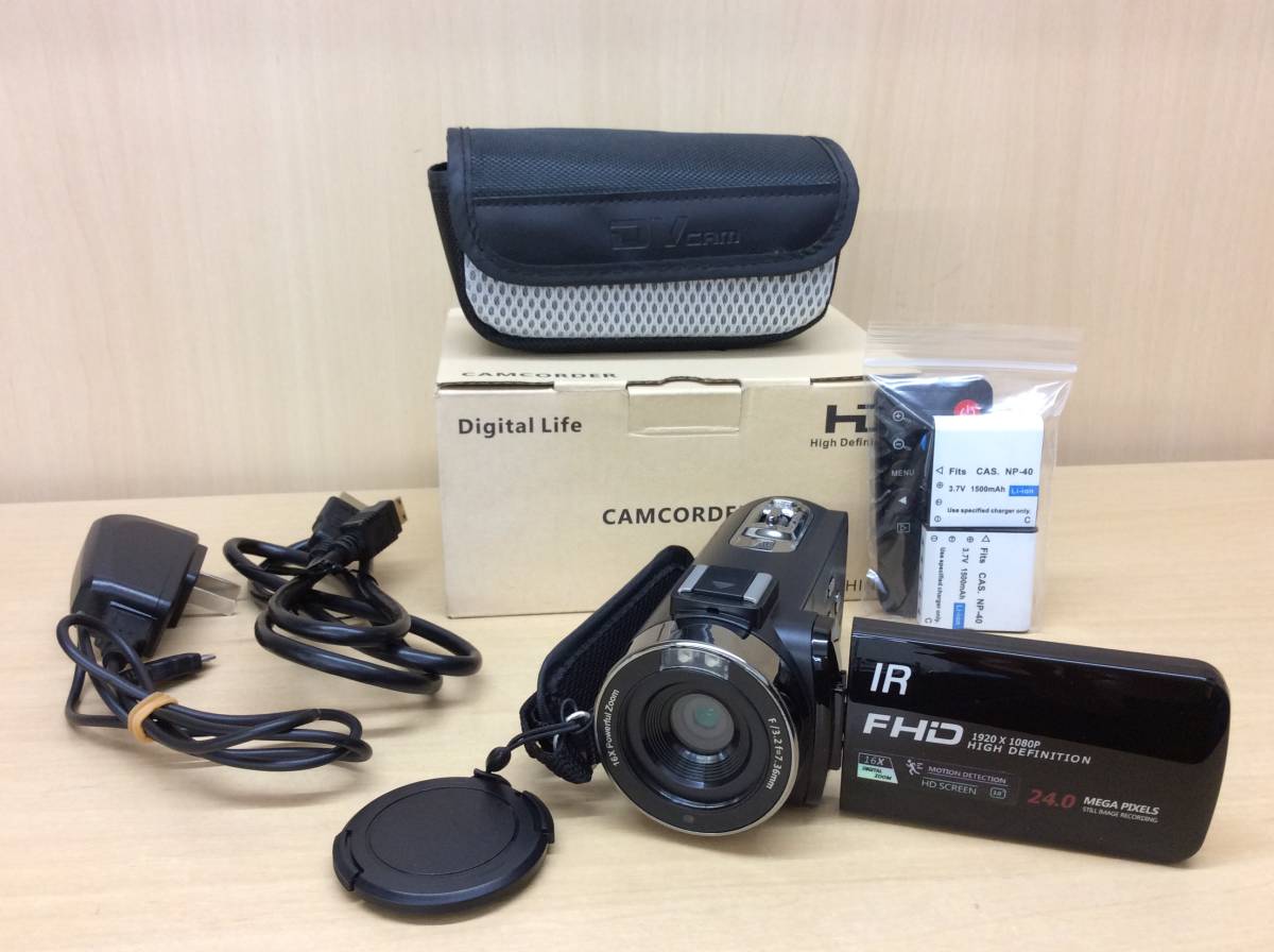 #0645 Digital Life CAMCORDER IR FHD 1980×1080P 24.0MEGA PIXELS デジタルビデオカメラ バッテリー メモリーカード 128GB 通電確認済_画像1