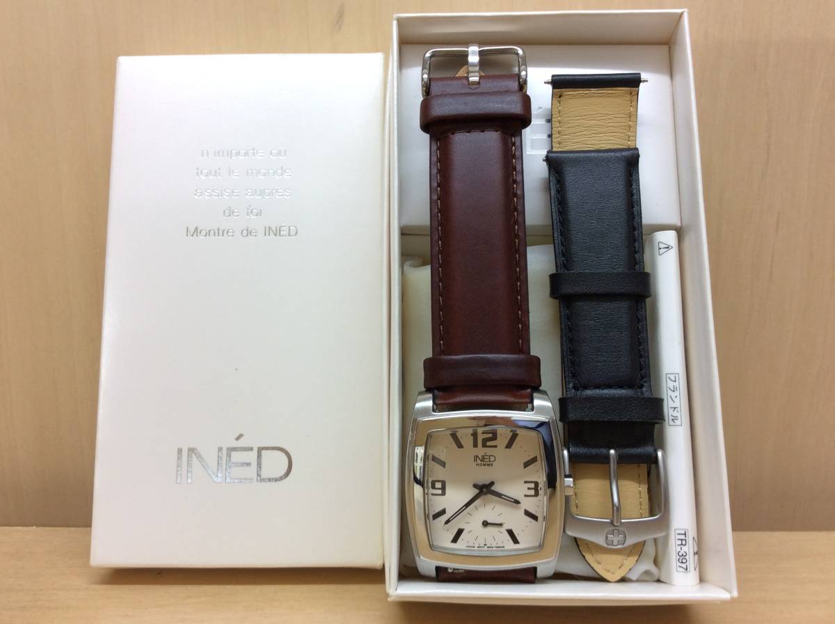 #965 不動品 INED IND HOMME クォーツ メンズ時計 6045-T000231 ベルト替 1N0432 1NP41-6172 シチズン CITIZEN_画像1