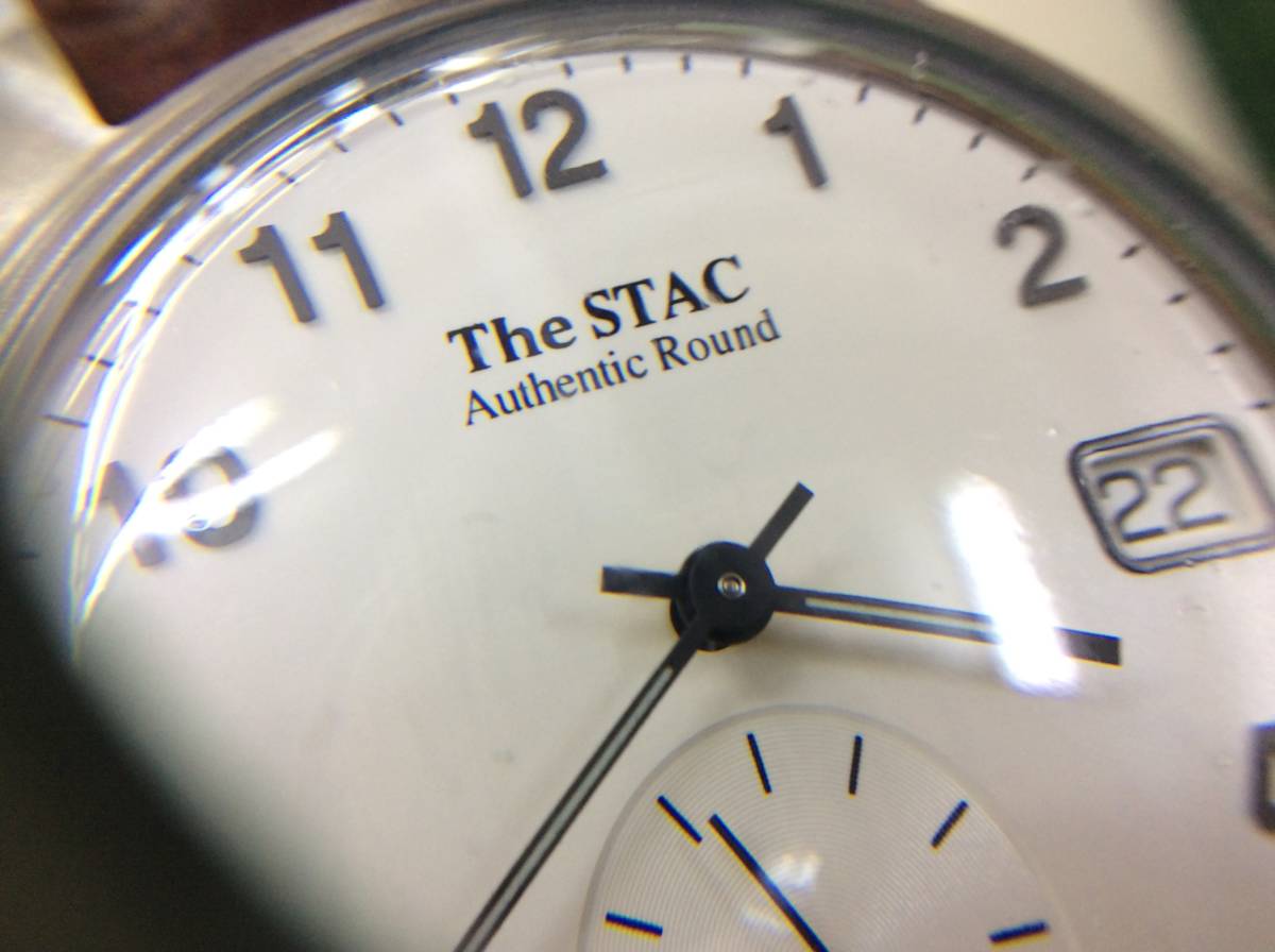 #990 未使用 The STAC/ザ・スタック ST-AR001 スモールセコンド デイト 腕時計 クォーツ メンズ 動作品 箱_画像4
