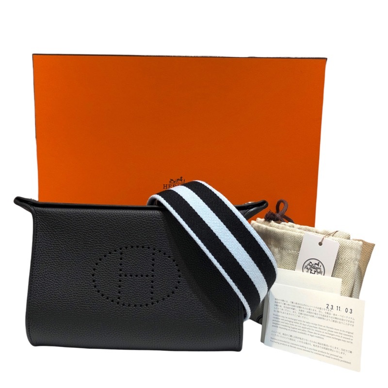 エルメス HERMES ヴィドポッシュ B刻 ブラック/シルバー金具 トゴ ショルダーバッグ ユニセックス 中古_画像8