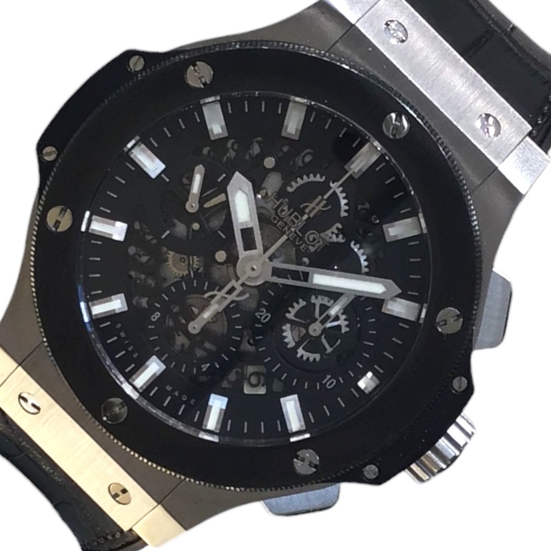 ウブロ HUBLOT ビックバン アエロバン スチールセラミック 311.SM.1170.GR SS×レザー 腕時計 メンズ 中古