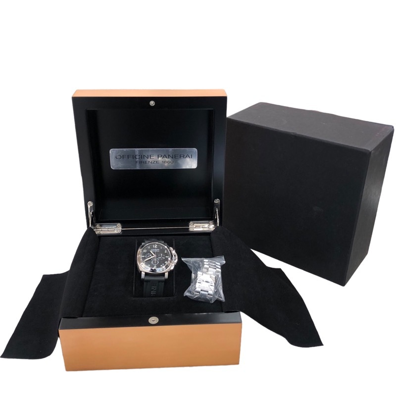 パネライ PANERAI ルミノール クロノ エル・プリメロ PAM00074 ブラック チタン×SS 腕時計 メンズ 中古の画像6