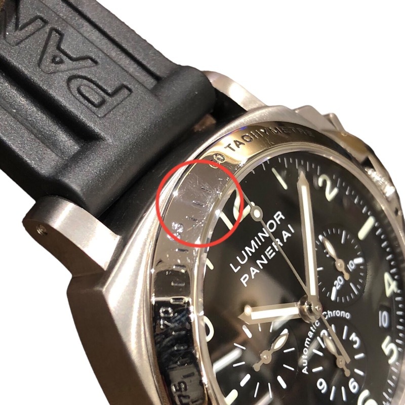 パネライ PANERAI ルミノール クロノ エル・プリメロ PAM00074 ブラック チタン×SS 腕時計 メンズ 中古の画像8