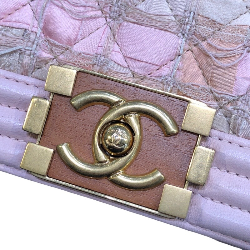  Chanel CHANEL Boy Chanel 25 розовый ×GD металлические принадлежности машина fs gold / хлопок сумка на плечо женский б/у 