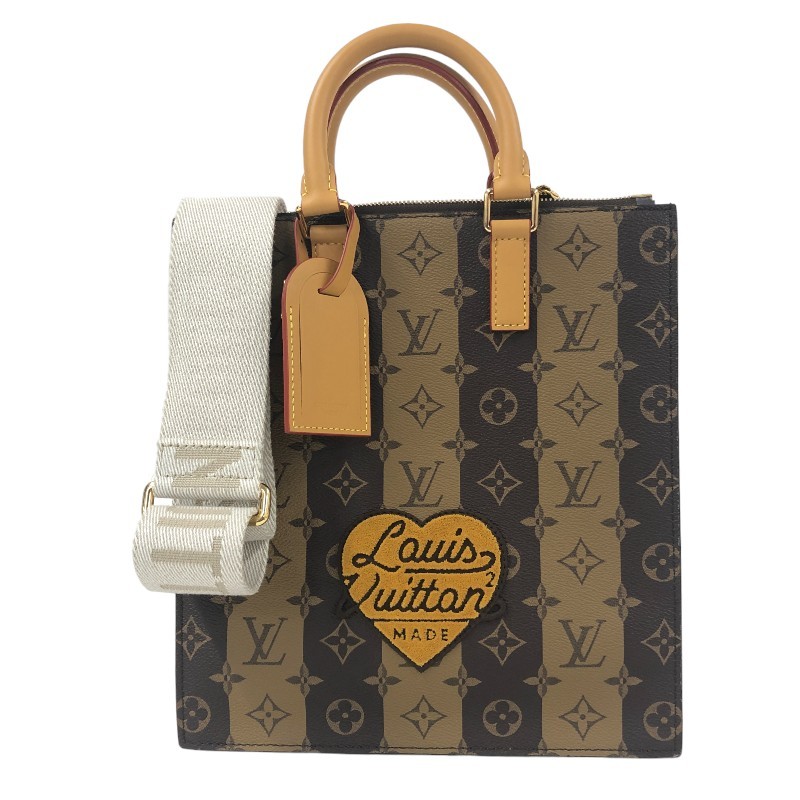 ルイ・ヴィトン LOUIS VUITTON サックプラ・メッセンジャーNIGOコラボ M45969 ブラウン×ベージュ モノグラム・ストライプ 中古_画像1