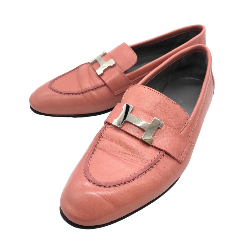 Hermes Hermes Baliicon Stamp Rofer 172108Z Pink Loafer Ladies использовали