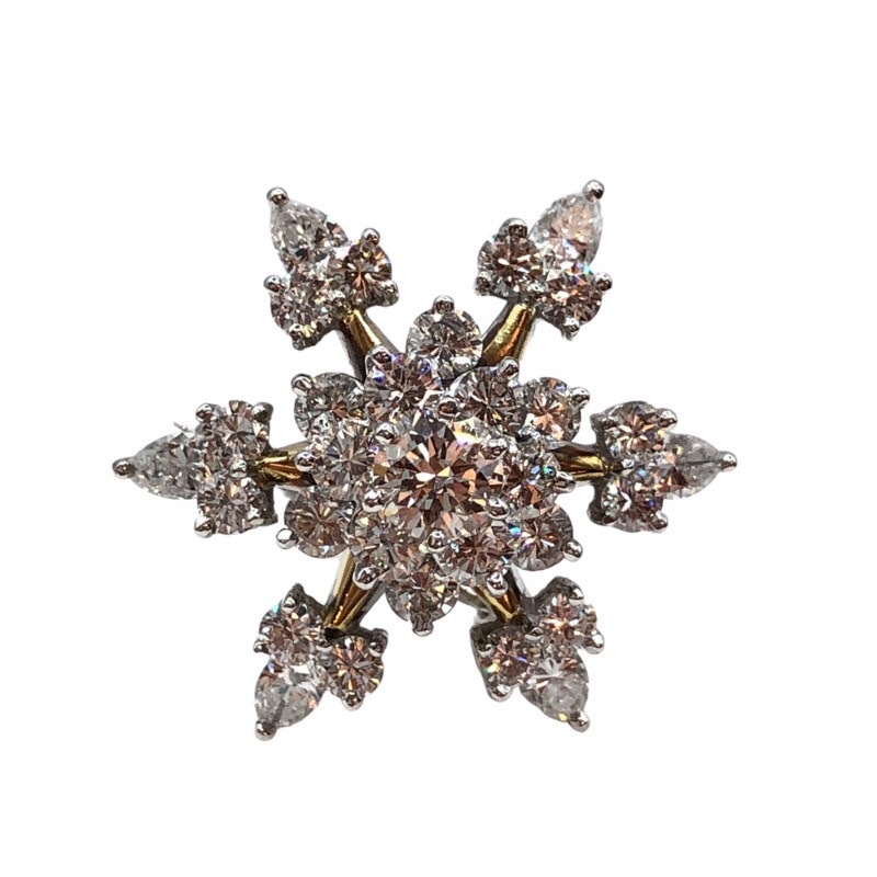 Tiffany &amp; Co Snow Flake Diamond Brouch Plat/K18 Используются украшения