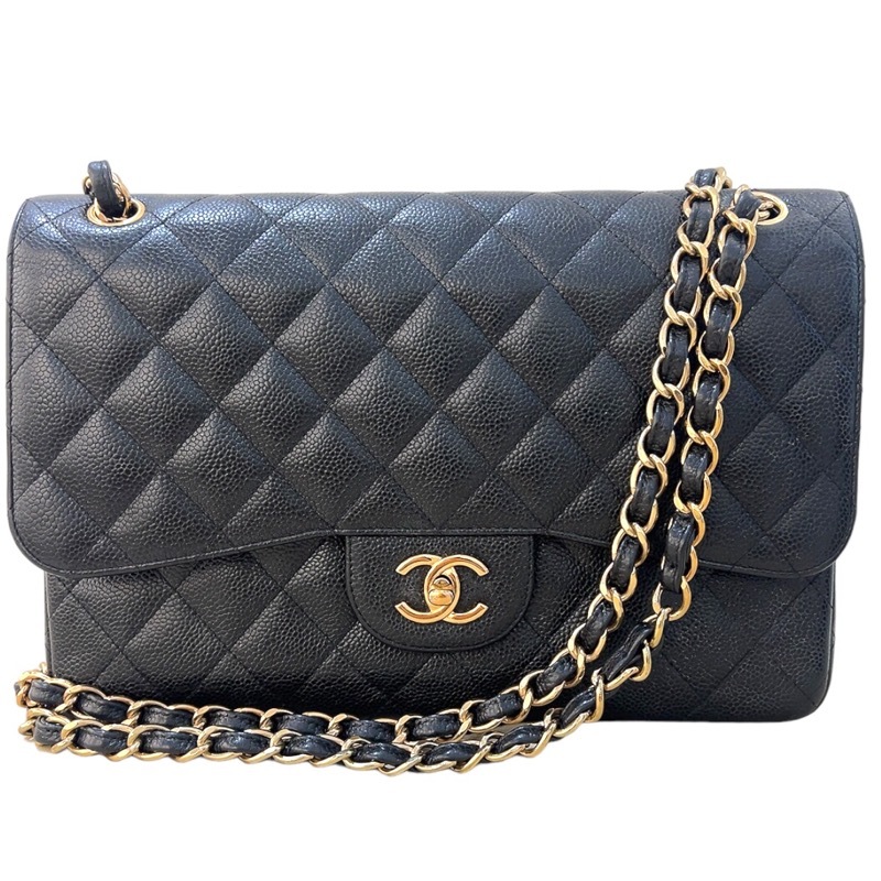 シャネル CHANEL デカマトラッセ30 A58600 ブラック/GD金具 マットキャビアスキン ショルダーバッグ 中古