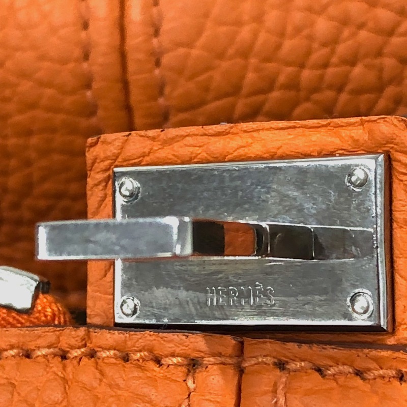 エルメス HERMES ヴィクトリア35 □O刻印 オレンジ/SV金具 トリヨンクレマンス ハンドバッグ レディース 中古_画像7