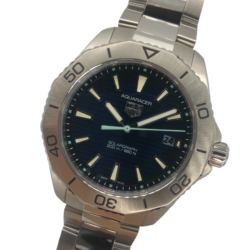 タグ・ホイヤー TAG HEUER アクアレーサー プロフェッショナル200 ソーラーグラフ WBP1113.BA0000 ブルー SS 腕時計 メンズ 中古