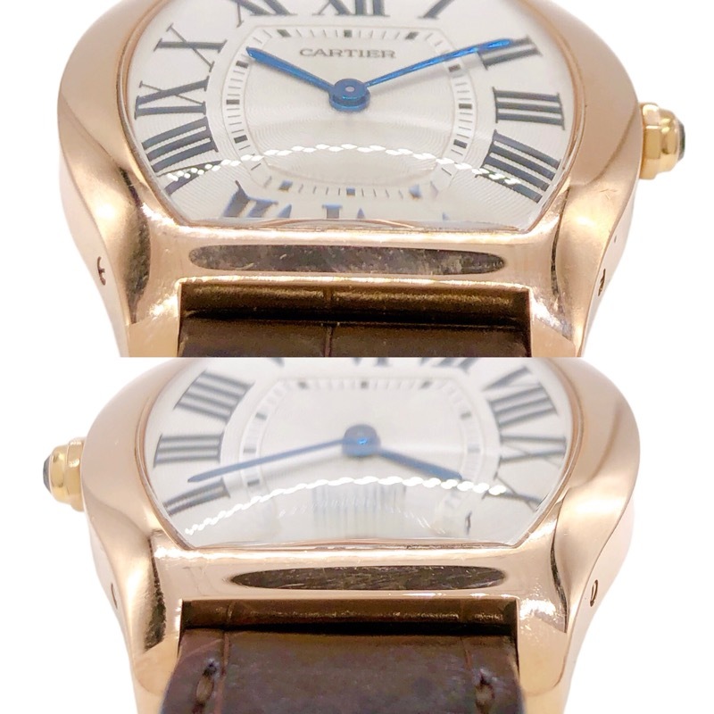  Cartier Cartier torch .MM W1556362gyo-she silver K18PG/ leather wristwatch unisex used 