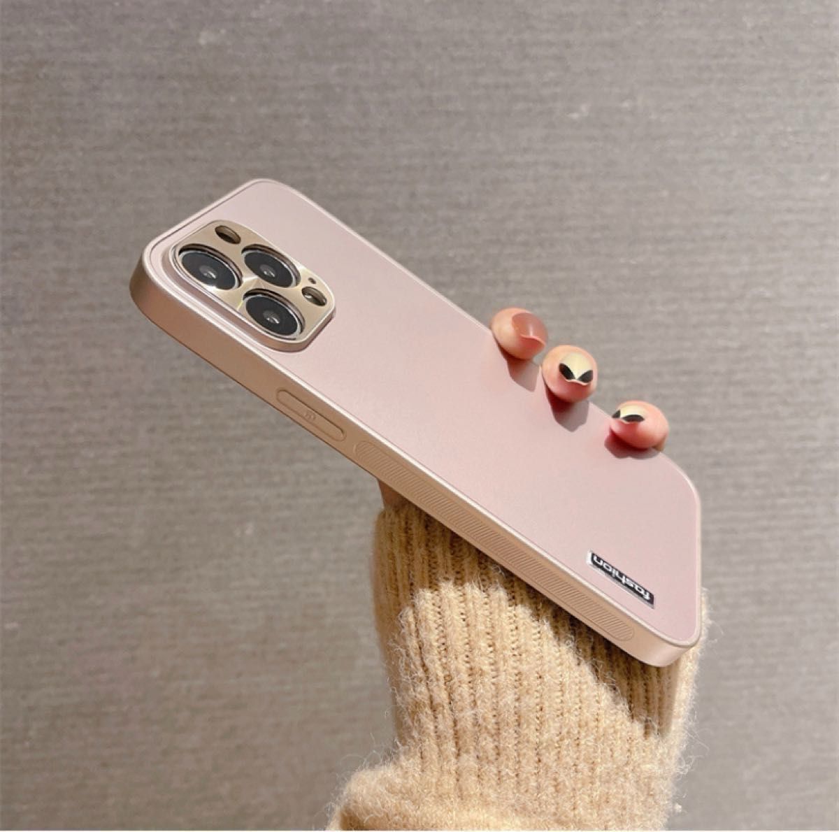 iPhone12 カバー スマホケース ピンク 桃色 アルミ 軽量 耐衝撃 おしゃれ ハードケース シンプル 大人かっこいい 韓国