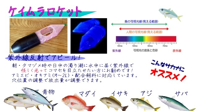 ケイムラ3型コマセカゴ・紫外線発光で魚の視覚にアピール！昼間の釣りに・・・特に青物に効果アリ！の画像8