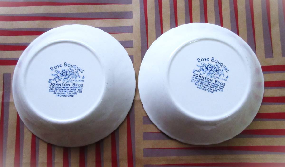 英国王室御用達　ジョンソンブラザーズ　ローズブーケ　スープ皿　2枚セット　3,000円均一セール　レア品　アンティーク_画像3