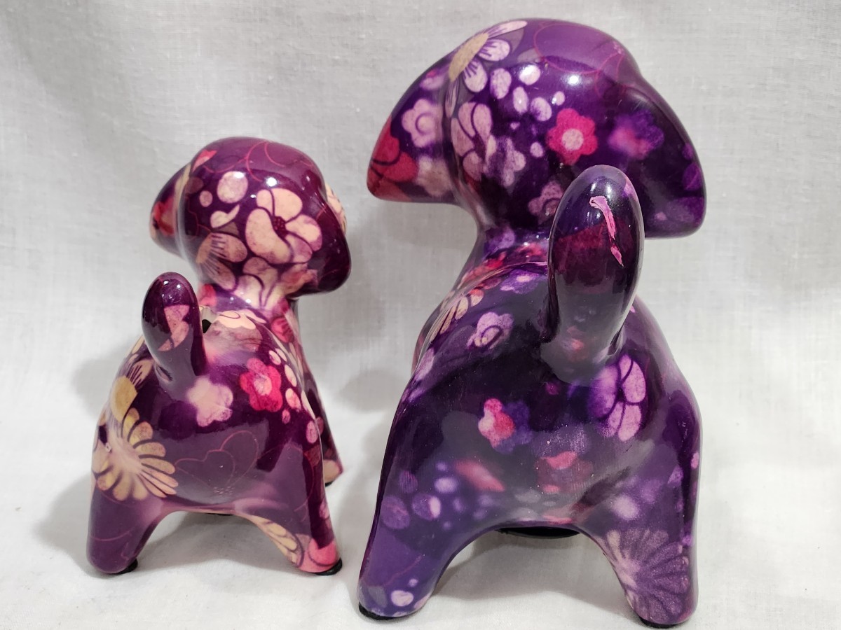 マネーバンク 貯金箱 親子犬 ポンピドゥー風 陶器 置物 オブジェ マネーバンク 貯金箱 親子犬 ポンピドゥー風 陶器 置物 オブジェ