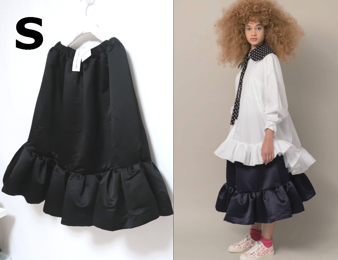 S 新品 22AW コムデギャルソン ガール サテン ボリューム スカート COMME des GARCONS GIRL ブラック フリーサイズ
