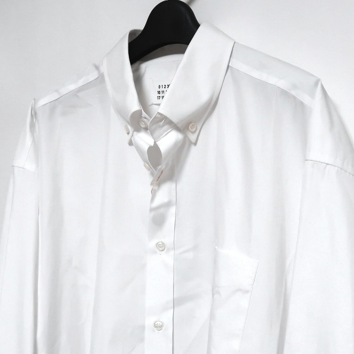 36 新品 メゾンマルジェラ コットン オーバーサイズ ボタンダウン シャツ ワンピース 白 Maison Margiela ロングシャツ _画像3