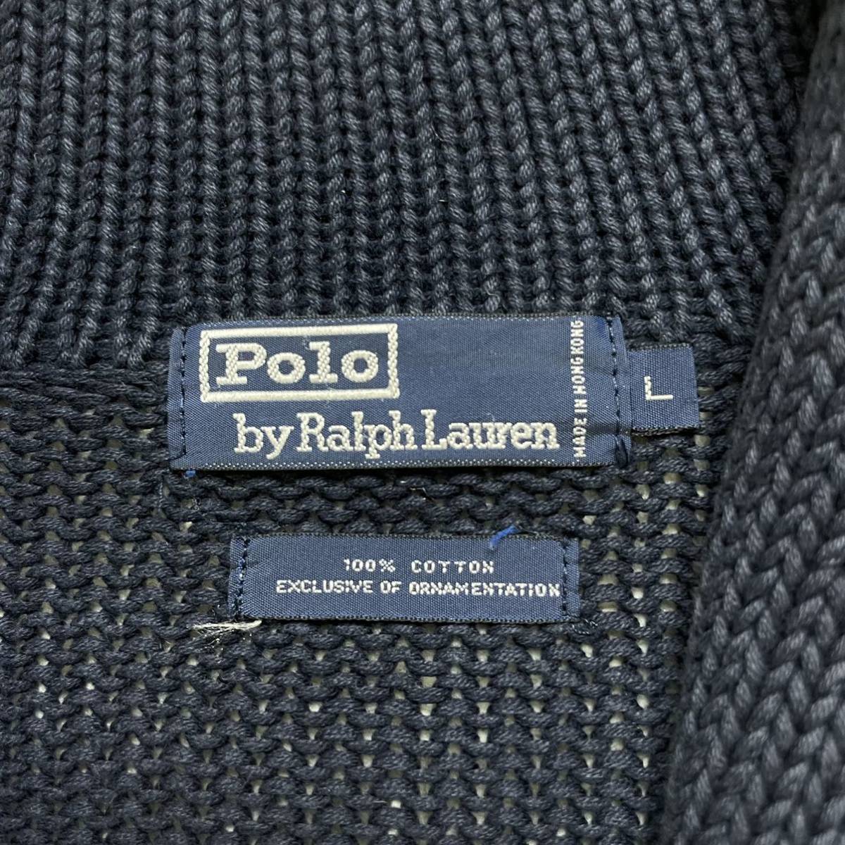 超希少XL相当 90s Polo by Ralph Lauren RL-93 ポロ バイ ラルフローレン ショールカラー ニット トグル カーディガン ダッフル ネイビー _画像6