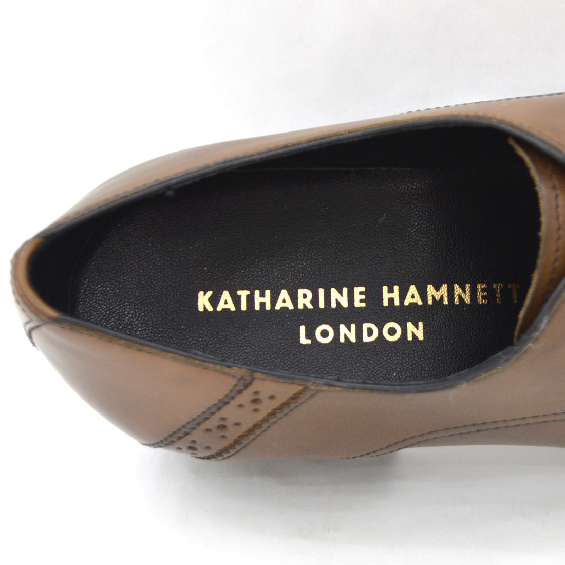 ▲KATHARINE HAMNETT キャサリン ハムネット KH3993 ビジネスシューズ ストレートチップ 革靴 ダークブラウン 25.5cm (0910010655-db-s255)_画像9