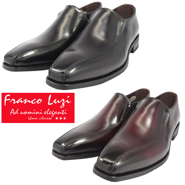 ▲FRANCO LUZI 2953 ビジネスシューズ スワールモカ スリッポン 本革 革靴 ブラック Black 24.5cm (0910010133-bk-s245)