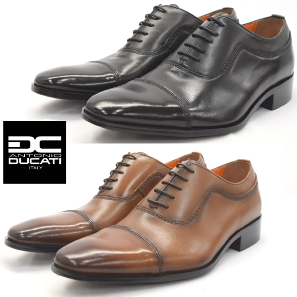 ▲ANTONIO DUCATI アントニオ ドゥカティ 1173 ビジネスシューズ ストレートチップ 本革 革靴 ブラック Black 25.5cm (0910010046-bk-s255)