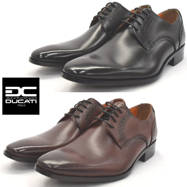 ▲ANTONIO DUCATI アントニオ ドゥカティ 1175 ビジネスシューズ 外羽根 プレーントゥ 革靴 ブラック Black 25.0cm (0910010048-bk-s250)