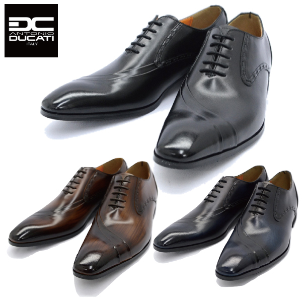 ▲ANTONIO DUCATI アントニオ ドゥカティ 1191 ビジネスシューズ プレーントゥ 本革 革靴 ブラック Black 27.0cm (0910010200-bk-s270)