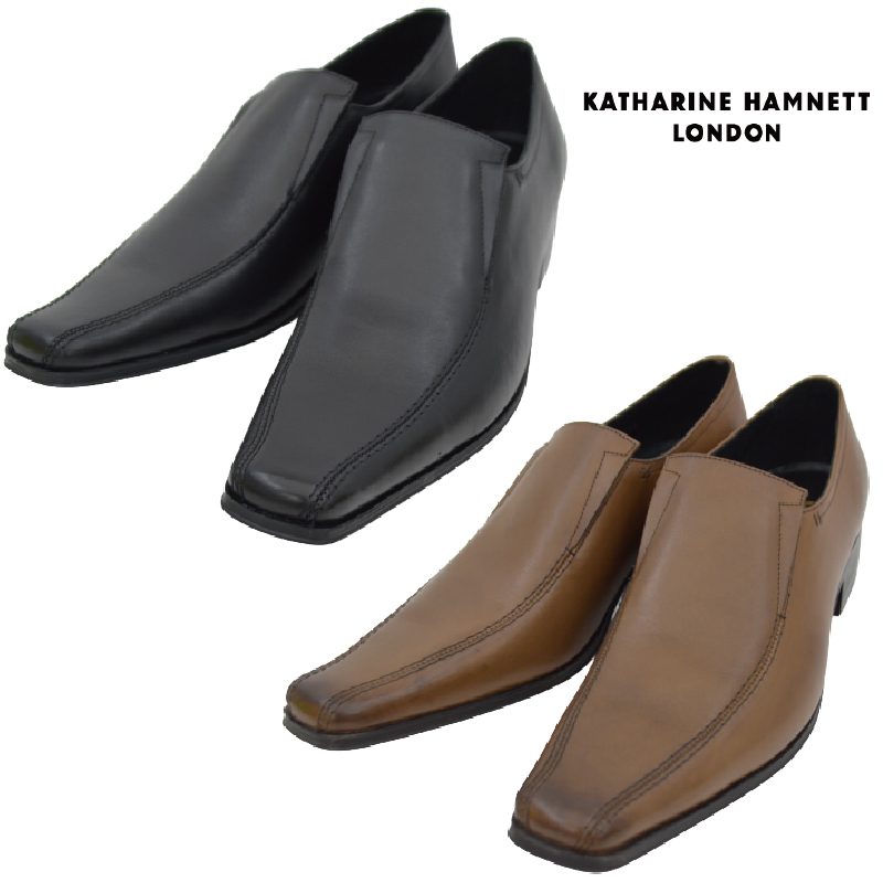 ▲KATHARINE HAMNETT キャサリン ハムネット KH3992 ビジネスシューズ 本革 紳士靴 革靴 ブラック Black 黒 25.5cm (0910010654-bk-s255)