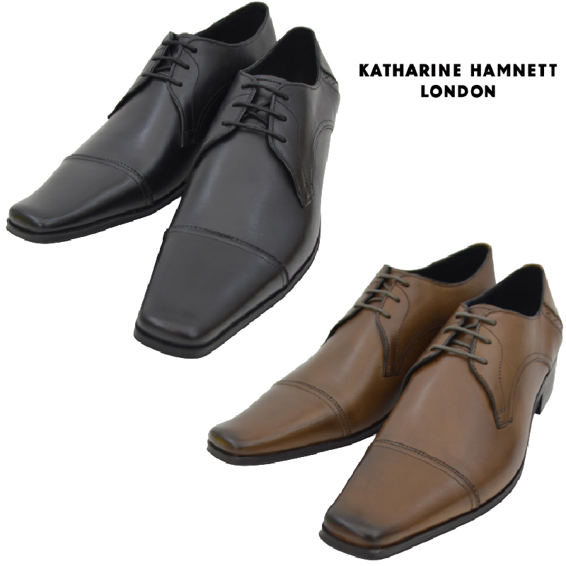 ▲KATHARINE HAMNETT キャサリン ハムネット KH3993 ビジネスシューズ ストレートチップ 革靴 ブラック Black 25.0cm (0910010655-bk-s250)