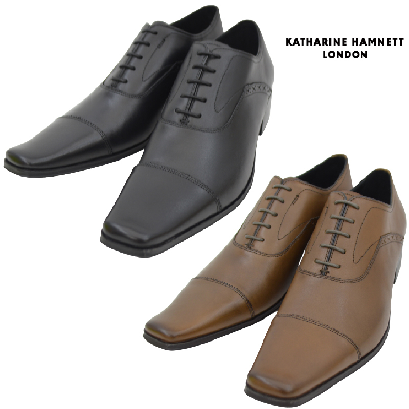 ▲KATHARINE HAMNETT キャサリン ハムネット KH3994 ビジネスシューズ ストレートチップ 革靴 ダークブラウン 25.0cm (0910010656-db-s250)